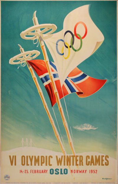 VI Olympic Winter Games Oslo 1952 original poster designed by Yran, Knut (1920-1998)