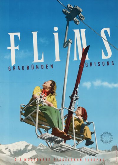 Flims Graubüden Grisons original poster 