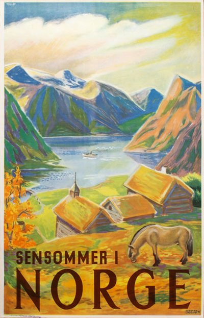 Norway - Sensommer i Norge original poster designed by Leif Henstad / Lindquist