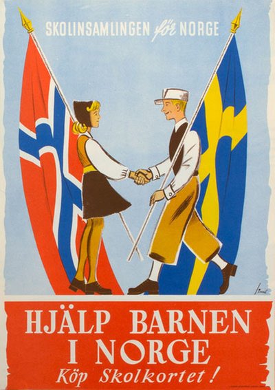 Hjälp Barnen i Norge original poster designed by Linné, Erik (1905-1995)