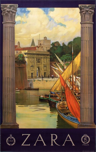 Zara Italy - Zadar Croatia original poster designed by Metlicovitz, Leopoldo (1868-1944)