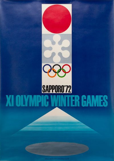 Sapporo 1972  - XI Winter Olympic Games original poster designed by Kono, Takashi (1906–1999)