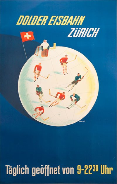 Dolder Eisbahn Zürich Switzerland original poster designed by Barberis, Franco (1905-1992)