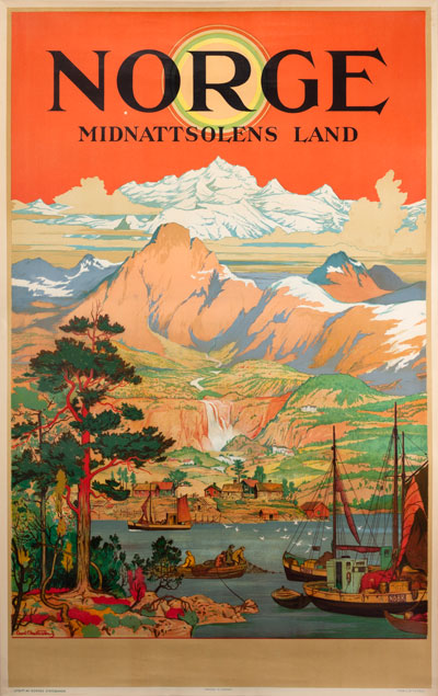 Original authentic vintage poster - Title: 'Norge - Midnattsolens