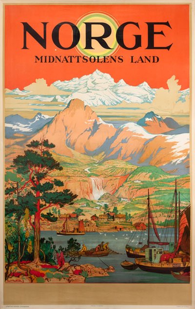 Norge - Midnattsolens Land original poster designed by Christensen, Arent Lauritz (1894-1982)