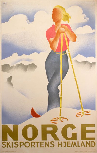 Norge - Skisportens hjemland original poster designed by Jynge, Gert (1904-1994) & Engebret, Bjarne (1905-1985) (JE)