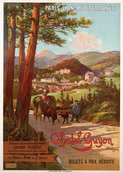 Chatel-Guyon Paris-Lyon-Méditerranée original poster designed by Alési, F. Hugo d' (1849-1906)
