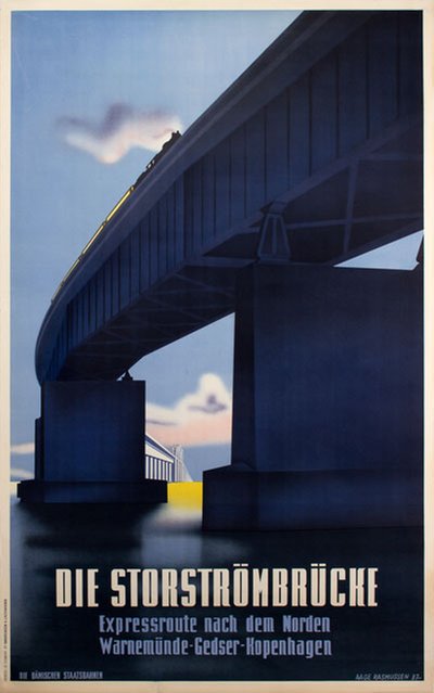 Die Storströmbrücke Dänemark original poster designed by Rasmussen, Aage (1913-1975)