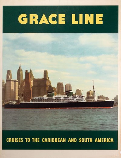  Grace Line Cruises to the Caribbean and South America original poster designed by Evers, C.G.