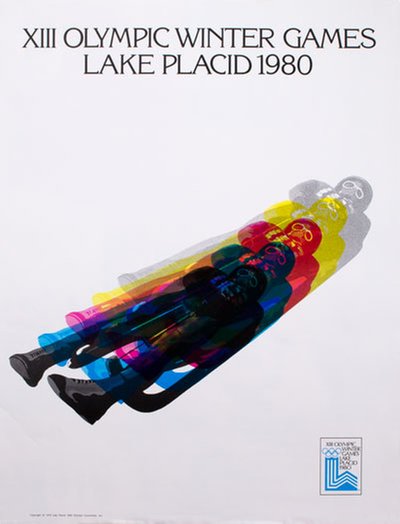 XIII Olympic Winter Games Lake Placid 1980 Luge original poster 