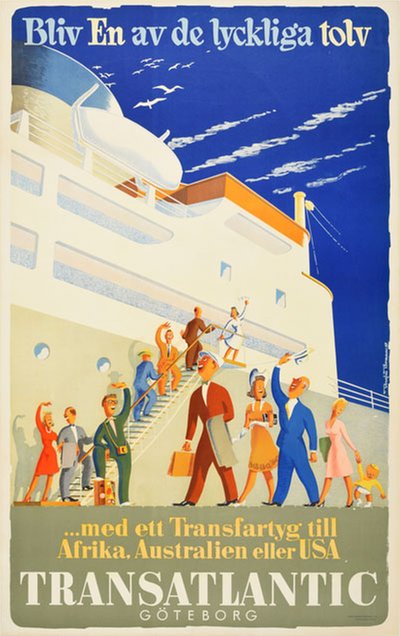 Transatlantic Göteborg original poster designed by Douglas Boman