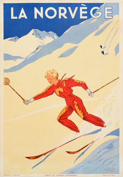 La Norvege - Ski original poster designed by Nielsen, Erling (1897–1954)