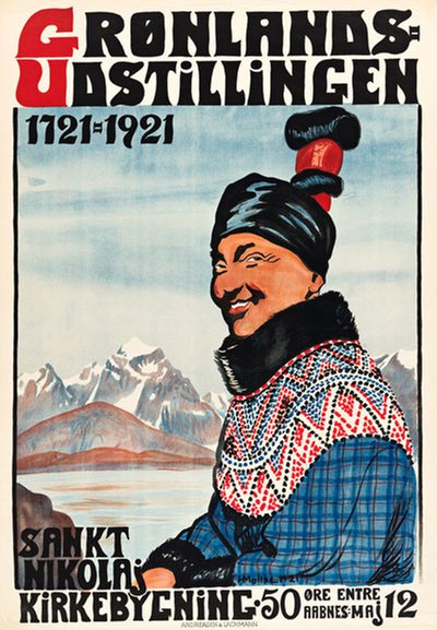 Grønlands Utstillingen København 1921 original poster designed by Moltke, Harald (1871-1960)