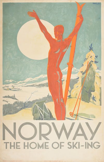 Norway the home of skiing original poster designed by Davidsen, Trygve M. (1895-1978) 