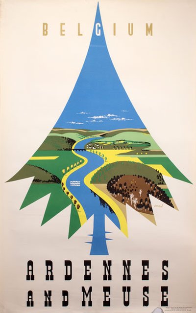 Belgium Ardennes and Meuse original poster designed by Conrad, Frédéric (1916-1982)