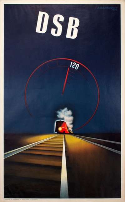 DSB - 120 - Danish State Railways original poster designed by Rasmussen, Aage (1913-1975)