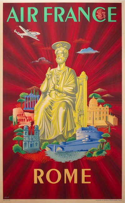Air France - Rome Italy original poster designed by Plaquet