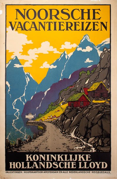 Noorsche Vacantiereizen - Koninklijke Hollandsche Lloyd original poster designed by Hemelman, Albert (1883-1951)