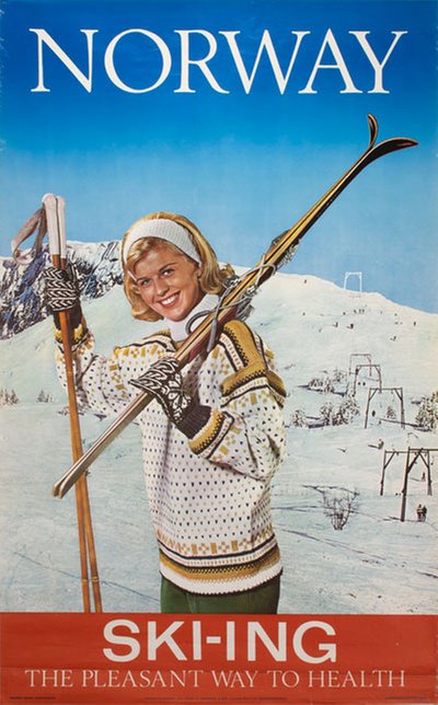 Norway Skiing the pleasant way to health original poster designed by Photo: Normann/Øverås