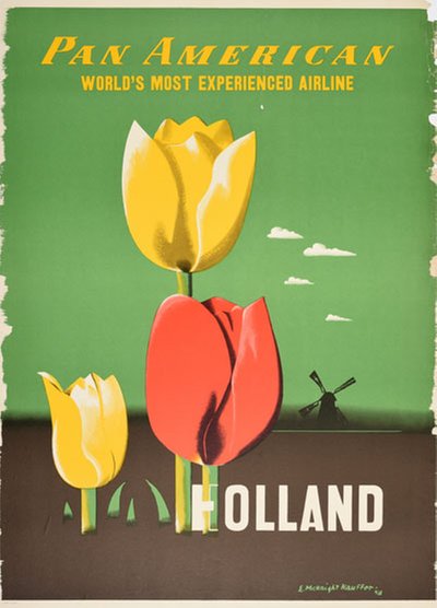 American Airlines to Holland original poster designed by Kauffer, Edward McKnight (1890-1954)