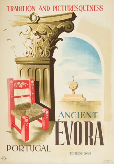 Evora Portugal - tradition and picturesqueness original poster designed by Riberio, Carlos