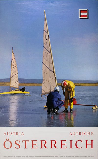 Autriche Austria Osterreich Eissegeln am Neusiedler Burgenland original poster designed by Photo: Dr. Zachs