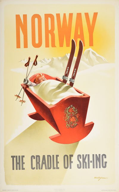 Norway the Cradle skiing   original poster designed by Yran, Knut (1920-1998)