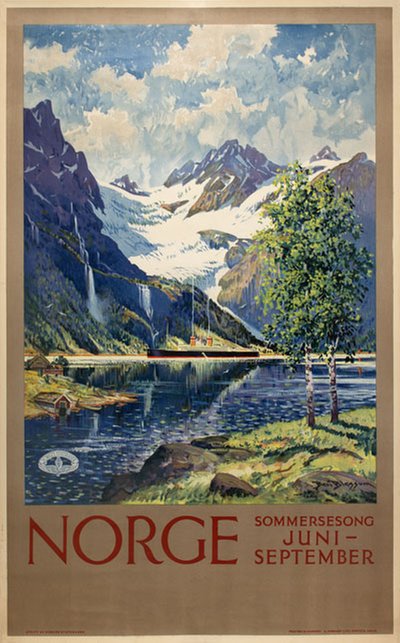 Norge - Sommersesong original poster designed by Blessum, Benjamin (Ben)  (1877-1954)