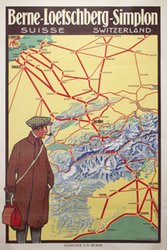 Berne-Loetschberg-Simplon original vintage poster