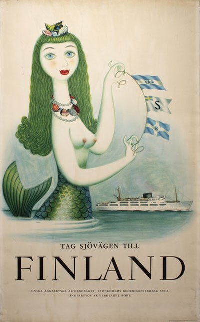 Tag sjövägen till Finland original poster designed by Andersson, Albert (Abbe) (1889-1966)