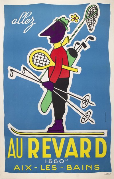 Allez au Revard - Aix-les-Bains original poster designed by  Andre Demoyencourt