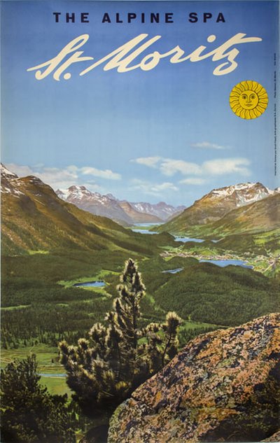 St. Moritz The Alpine Spa original poster designed by Photo: Albert Steiner, St. Moritz