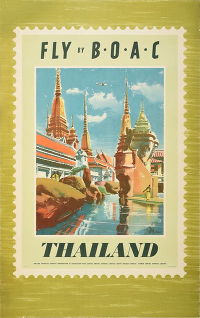 Fly by BOAC Thailand original poster designed by Xenia