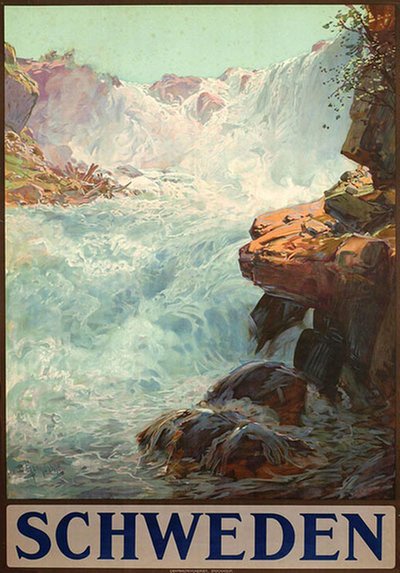 Schweden - Tännforsen original poster designed by Ljungdahl, David Vilhelm (1870-1940)