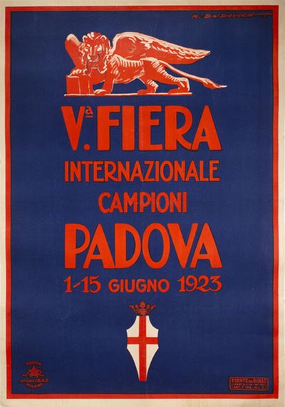 Va Fiera Internazionale Campioni Padova 1923 original poster designed by Dudovich, Marcello (1878-1962)