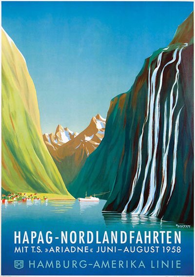 HAPAG Norlandfahrten Ariadne 1958 original poster designed by Anton, Ottomar (1895-1976)