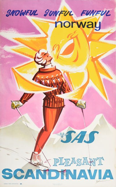 Norway - Snowful Sunful Funful! original poster designed by Yran, Knut (1920-1998)
