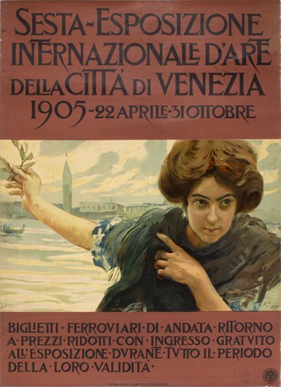 Sesta Esposizione Internazionale d'Arte della Città di Venezia 1905 original poster designed by Tito, Ettore (1859-1941)