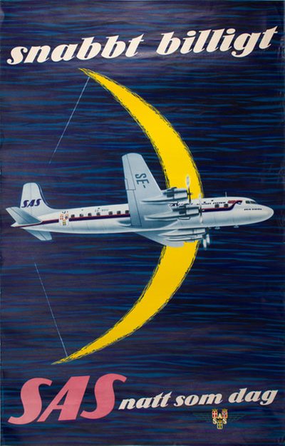 SAS - snabbt billigt natt som dag original poster designed by Hösöyen, Louis