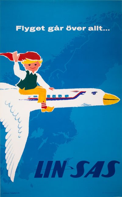LIN SAS original poster designed by Pedersén, Fritjof (1923-2018)