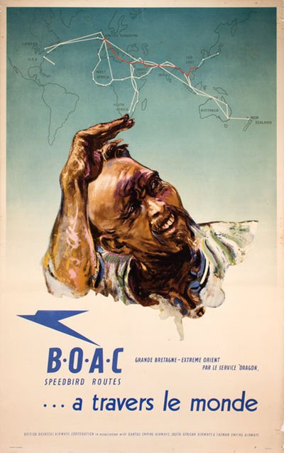BOAC Speedbird Routes a travers le monde original poster 