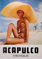 Acapulco Mexique original vintage travel poster