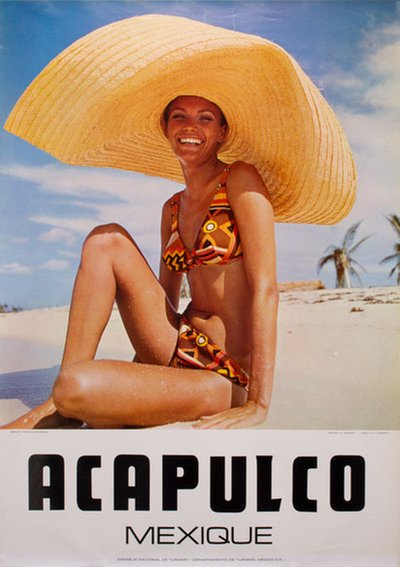 Acapulco Beach  Mexico original poster designed by Photo: A.G. Formenti 