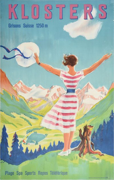Klosters Grisons Suisse original poster designed by Laubi, Hugo (1888-1959)