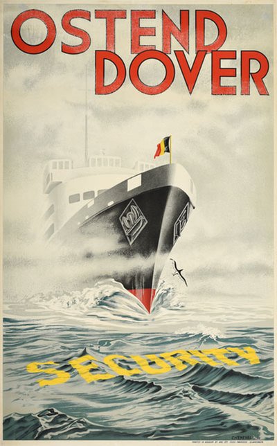 Ostend Dover Security original poster designed by Cheneval, Fernand (1918-1991)