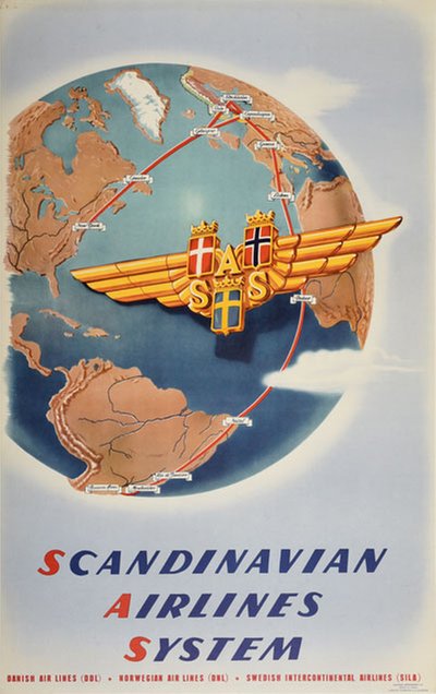 SAS - Scandinavian Airlines System original poster designed by Allmänna Annonsbyrån AB