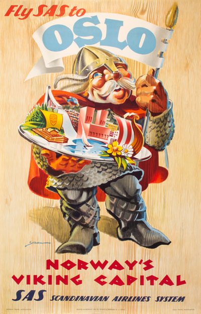 Oslo Vikingens Hovedstad original poster designed by Yran, Knut (1920-1998)