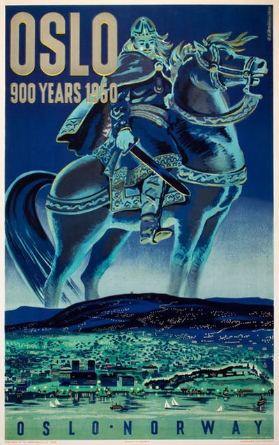 Oslo 900 Years 1950 original poster designed by A.O. Bruun