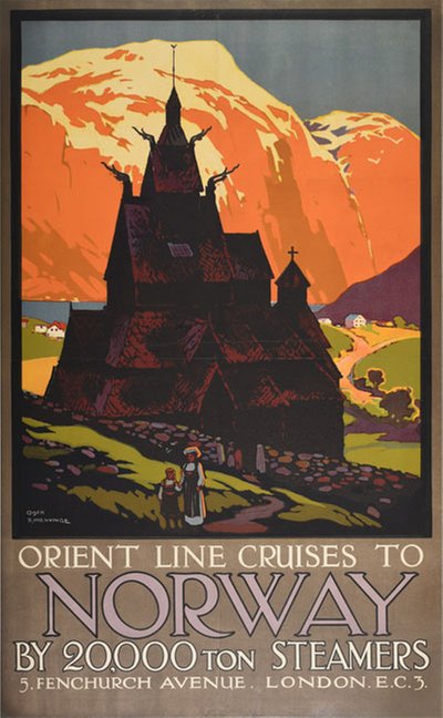 Orient Line Cruises to Norway original poster designed by Rosenvinge, Odin (1880-1959)
