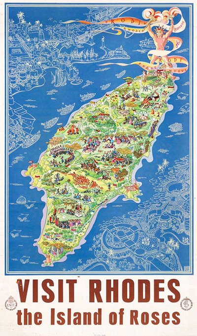 Visit Rhodes - Greece original poster designed by Egon Huber